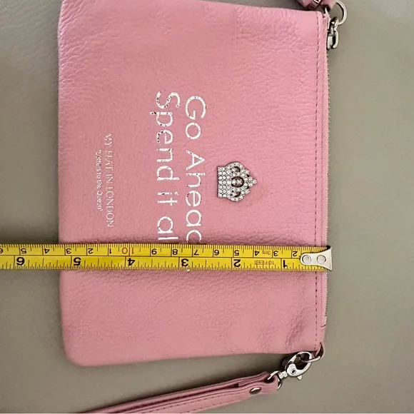 My Flat in London - Letters to the Queen Pink Leather Wristlet - Picture 5 of 9